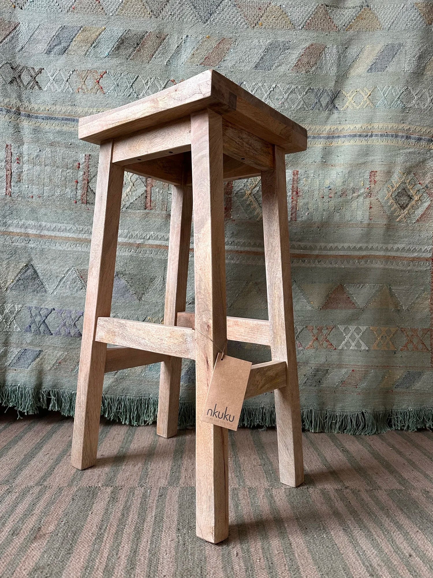 Nkuku — Ambi Wooden Stool - Tall